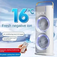 Ventilateur de refroidissement transfrontalier Compact avec fonction de pulvérisation, Mini ventilateur électrique domestique alimenté par USB pour bureau avec lumière douce 1