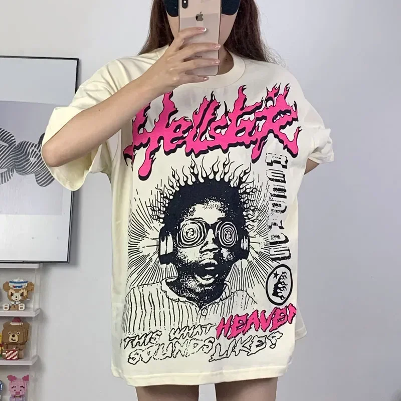 

Y2K Hellstar Studios Correct 1:1 Label Print Graffiti High Quality Large 100% Cotton White Short Sleeve T-shirt