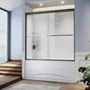 60 in. W X 57 in. H Shower Doors, 1/4 in. Clear Glass, Black Hardware, Double Sliding Glass Shower Doors 1