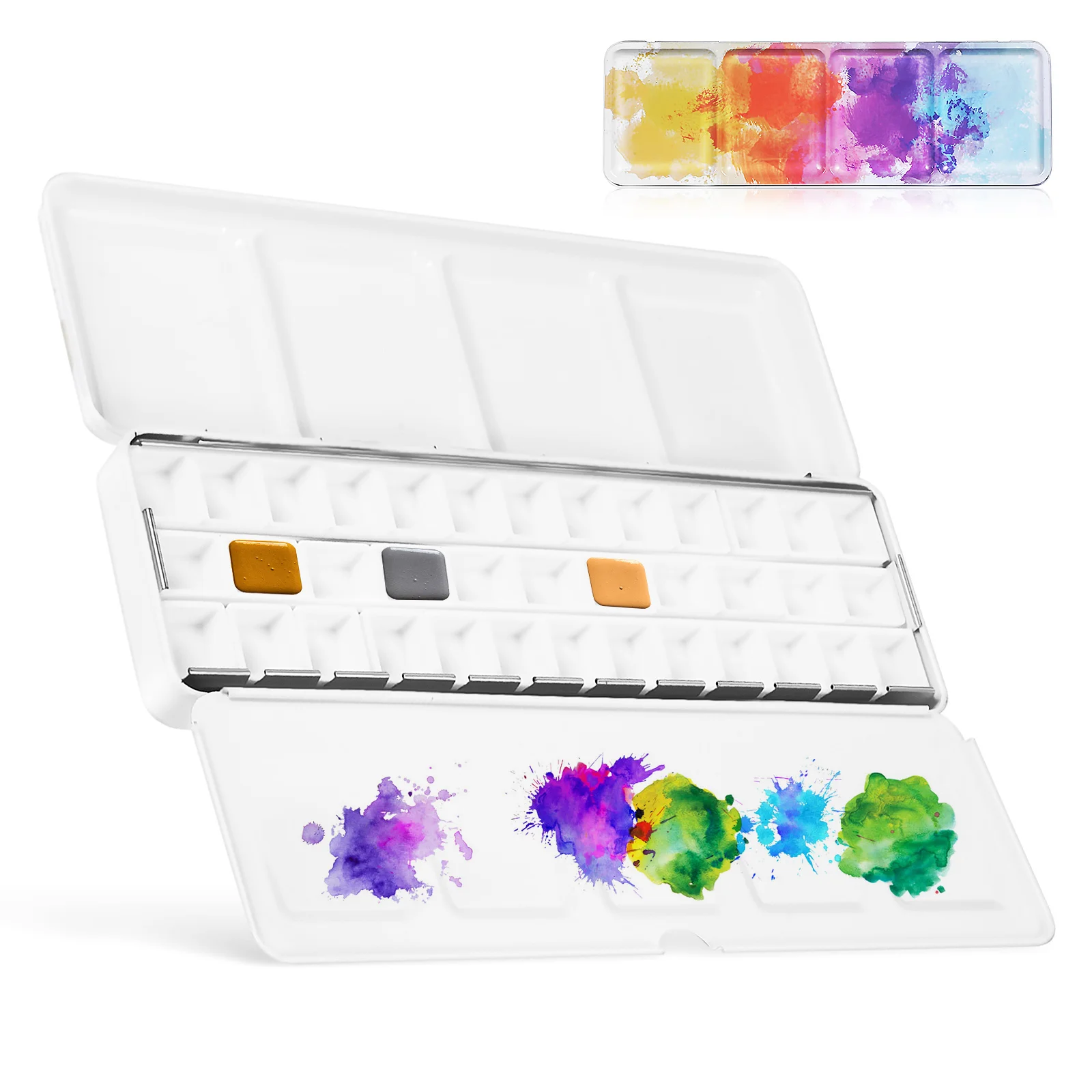 

Empty Watercolor Palette Box Meaningful Gift Pigment Case Mini Paint Mixing Tray Iron Palettes