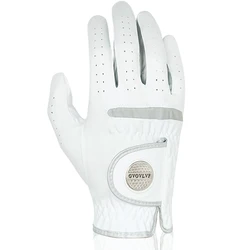 Men's Breathable Micro Soft Golf Glove with Magnetic Ball Marker - White - Size 22-S (Right hand w marker)