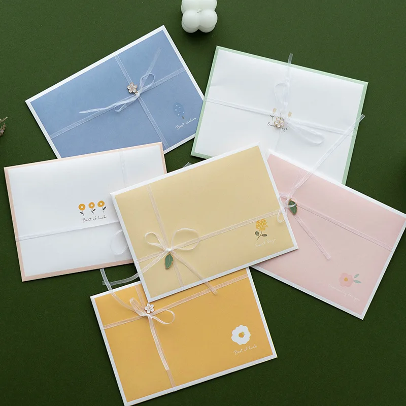1세트 꽃무늬 편지지 및 봉투(스티커, 리본, 펜던트 포함), 초대장, 저널, 인사말 등을 위한 미적 필기구 세트