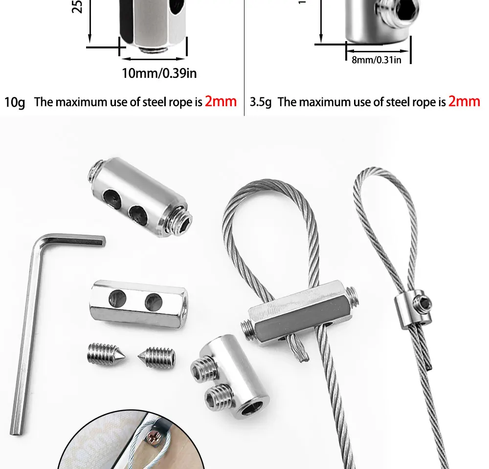 Einstellbare/4mm Edelstahl-Aufhängung Drahtseil Kabels chloss mit Schloss, erweiterbarer Befestigungs satz, Beleuchtungs aufhängung ssatz – Detail 3
