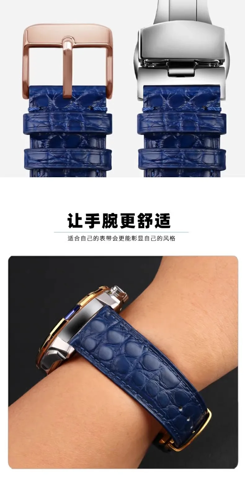 Alligator-Uhrenarmband 12mm 14mm 15mm 16mm 17mm 18mm 19mm 20mm 21mm 22mm Schwarz Braun Blau Krokodilleder-Uhrenarmband für Alle Marken – Detail 9