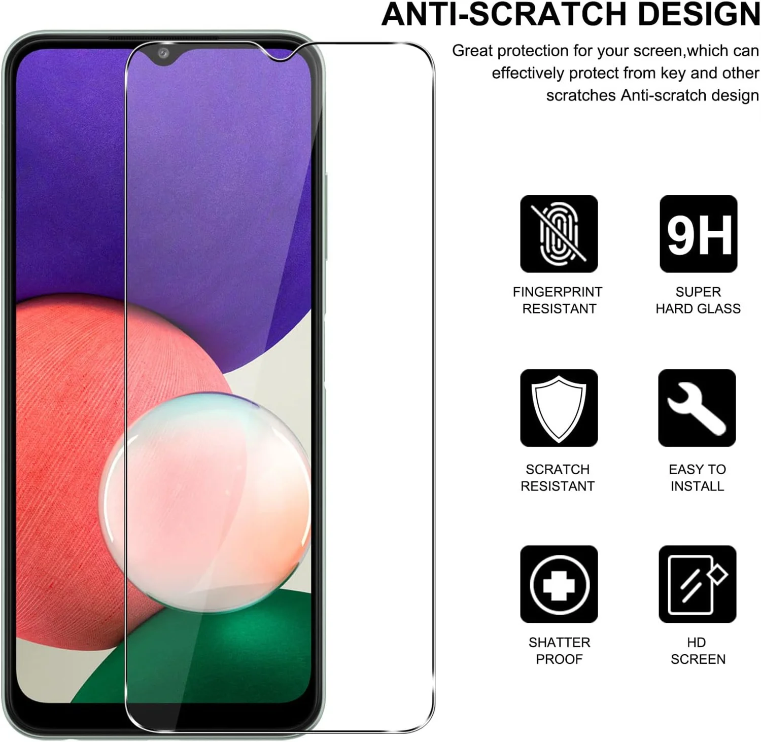 High-Definition Anti-Drop Tempered Glass Screen Protector, 6.6 Inch
