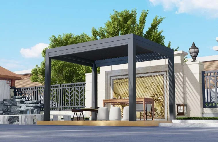 Aluminium Motorized Waterproof Pergola Covers Sunshade Louvered Roof Gazebo With Louvre