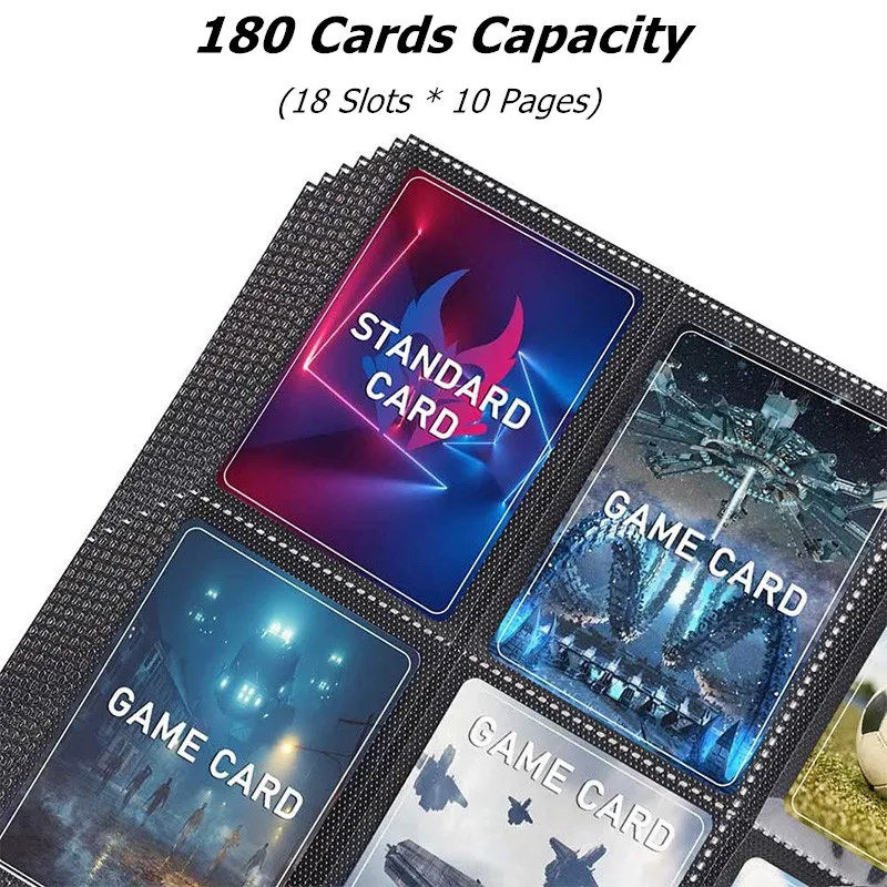 Board Game Card Pages Baseball Card Trading Sleeves Binder Fit for 3 Ring Holder Protector 10 Sheets Pack 18 Pockets