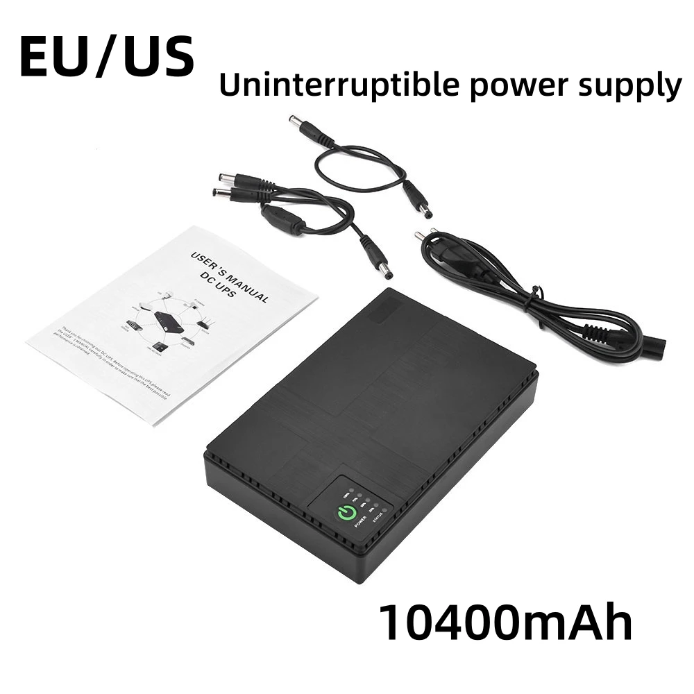 Portable ups DC power supply Mini ups Uninterruptible power supply 10400mAh DC UPS Battery Backup 85‑265V Battery Backup Output 5V 9V 12V 2A 15V 24V 1A EU Plug
