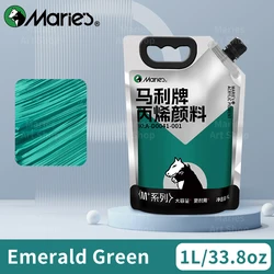 Marie's Premium Rich Pigment Acrylic Paint - 1L/33.8oz for Canvas, Glass, Stone, and Art Projects (Emerald Green)
