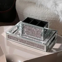 High End Diamond Inlaid Tray Modern Decor Service Tray Home Desktop Skincare Jewelry Organization Storage Trays Decorative 2