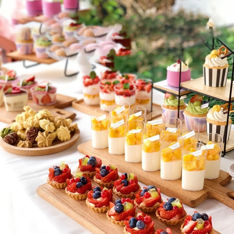 A08I 30Pcs 80Ml Mini Disposable Bevel Cake Cups Pudding Jelly Mousse Cup Appetizer Bowl For Home Dessert Shop Food Container