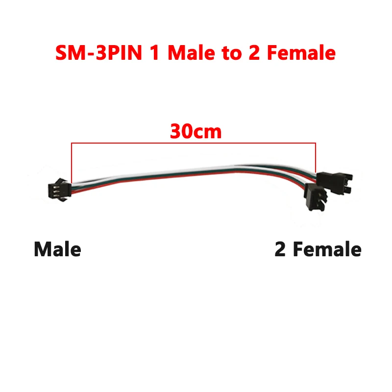 LED-Streifen JST SM 3P männlich weiblich Verbindungskabelbaum 1 auf 2 3 4 synchronisierter Draht 2,54 mm Rastermaß 1 m 2 m 5 m Verlängerungskabel 3Pin AWG22 – Detail 6