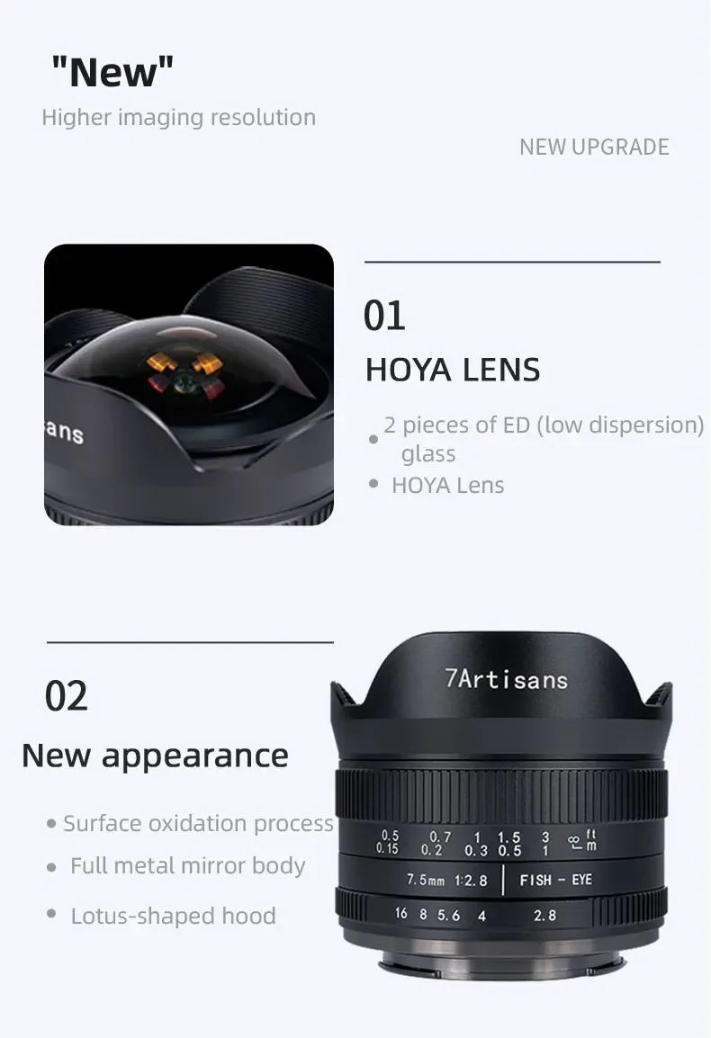 7artisans 7.5mm F2.8 II Ultra Wide-Angle Fisheye Camera Lens for Sony E Canon EO