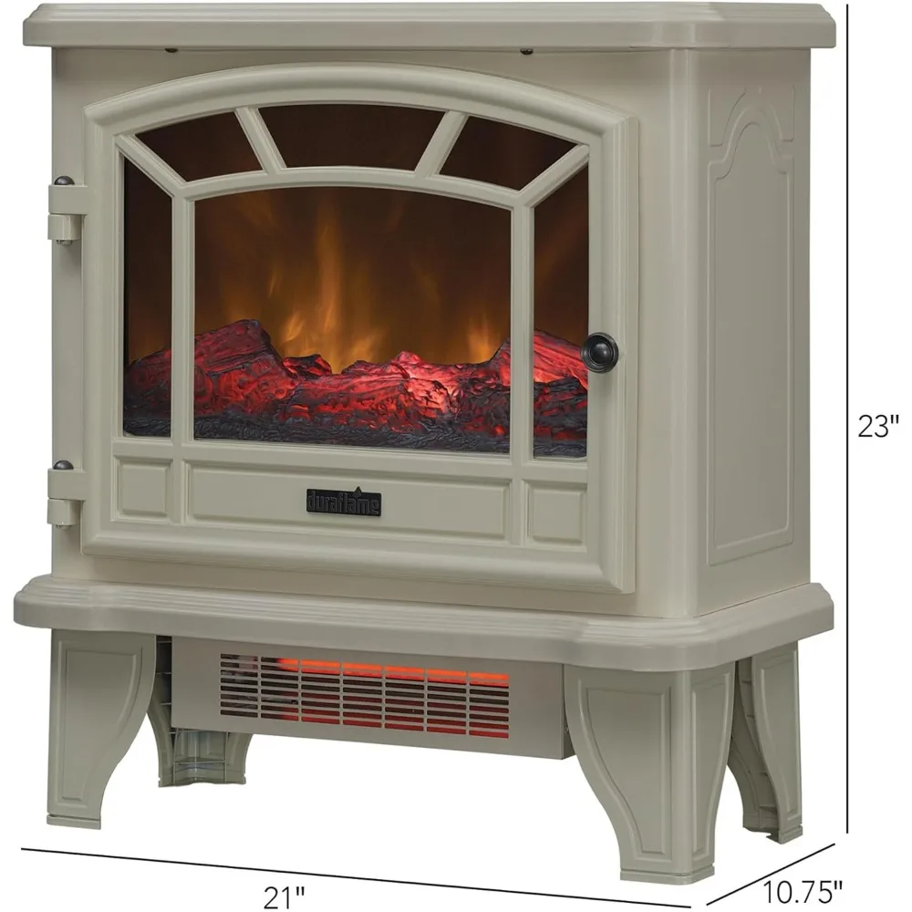Electric Fireplace Stove 1500 Watt Infrared Heater with Flickering Flame Effects-Cream electric fireplace fireplaces