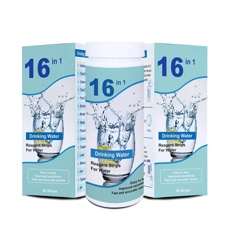16 in 1 Drinking Water Test Kits High Sensitivity Test Strips detect-pH, Hardness, Chlorine, Iron,Copper-Nitrate 5