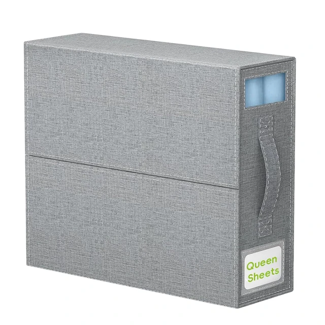 SheetCube - Organizador de sábanas y almacenamiento, paquete de 6,  organizador plegable de lino con ventana y etiqueta, contenedor de caja de