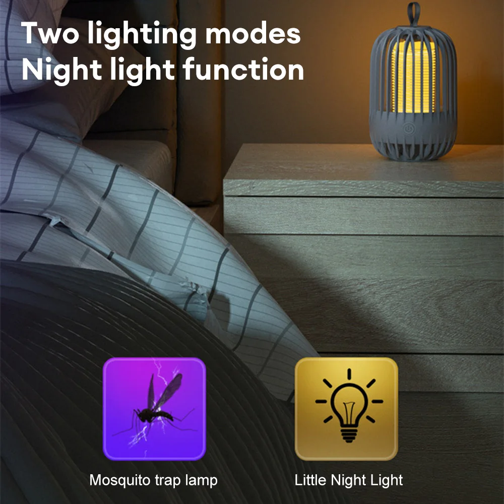 Electric Shock Mosquito Killer Lamp Insect Trap USB Rechargeable Anti Mosquito Cage Pest Control Home Outdoor Fly Trap Repellent