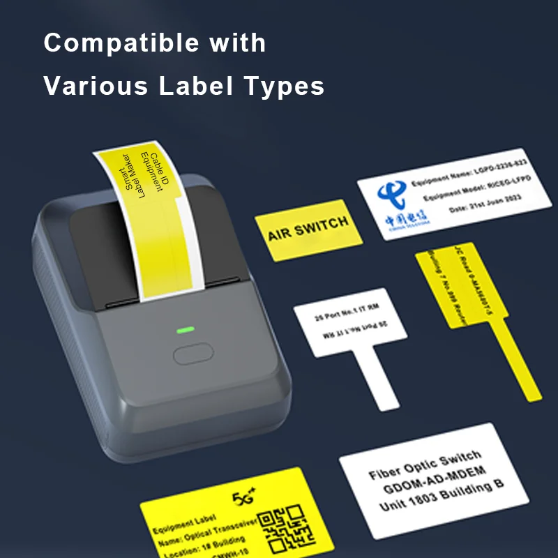 DETONGER P2 미니 열전사 프린터, 플러스 3 롤 케이블 라벨, 휴대용 무선 BT 사무실 비즈니스 케이블 스티커 프린터