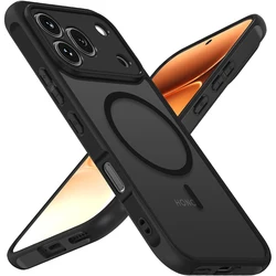 Translucent Magnetic Wireless Charging Hard Matte Case for HONOR 400 Pro (Black)