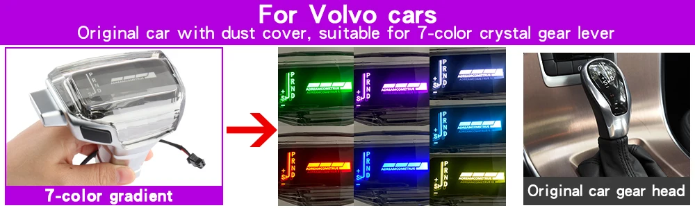 For Volvo S60 S80 V40 V60 V70 XC60 XC70 Gear shift knob Gear stick lever LED Cry