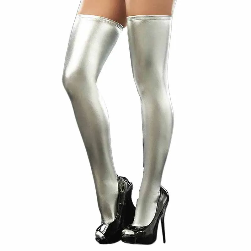 Frauen Sexy Enge Patent Leder Overknee Socken & Handschuhe Party Clubwear Pole Dance Cosplay Oberschenkel Hohe Strümpfe Zubehör – Detail 6
