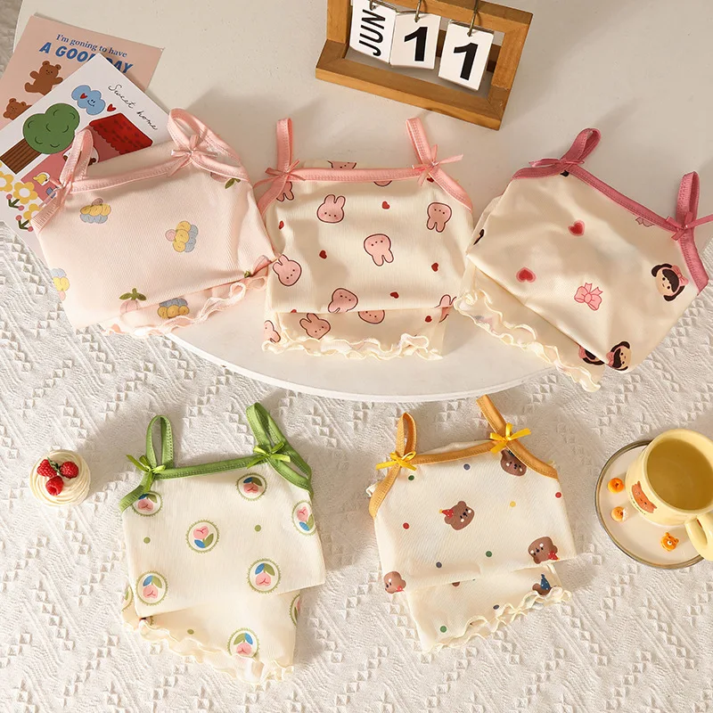 Girls Summer Clothes Sets New Baby Sleeveless Tops Shorts 2 Pieces Suit Girls Square Collar Clothing Set Kids Cotton Clothes - 3