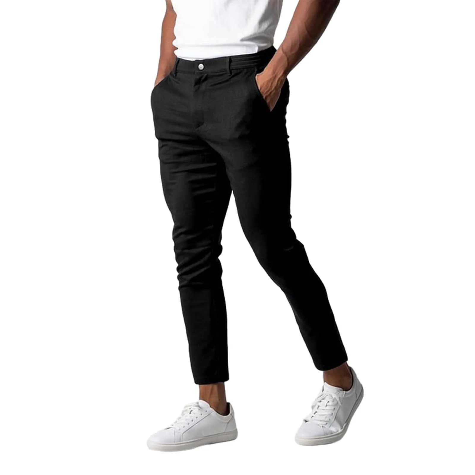 

Male Dress Active Waistband Stretch Pants Men'S Casual Pants Breathable High Elastic Business Versatile Pants Slim Small Leg