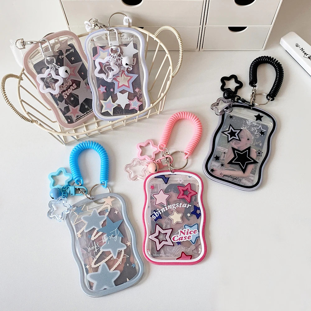 Gradient color stars Student slide card sleeve meal card bus card ID card sleeve campus card 6