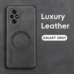 Magnetic Retro Leather Soft Wireless Charging Phone Case Cover for Honor 200 Pro (Gray)