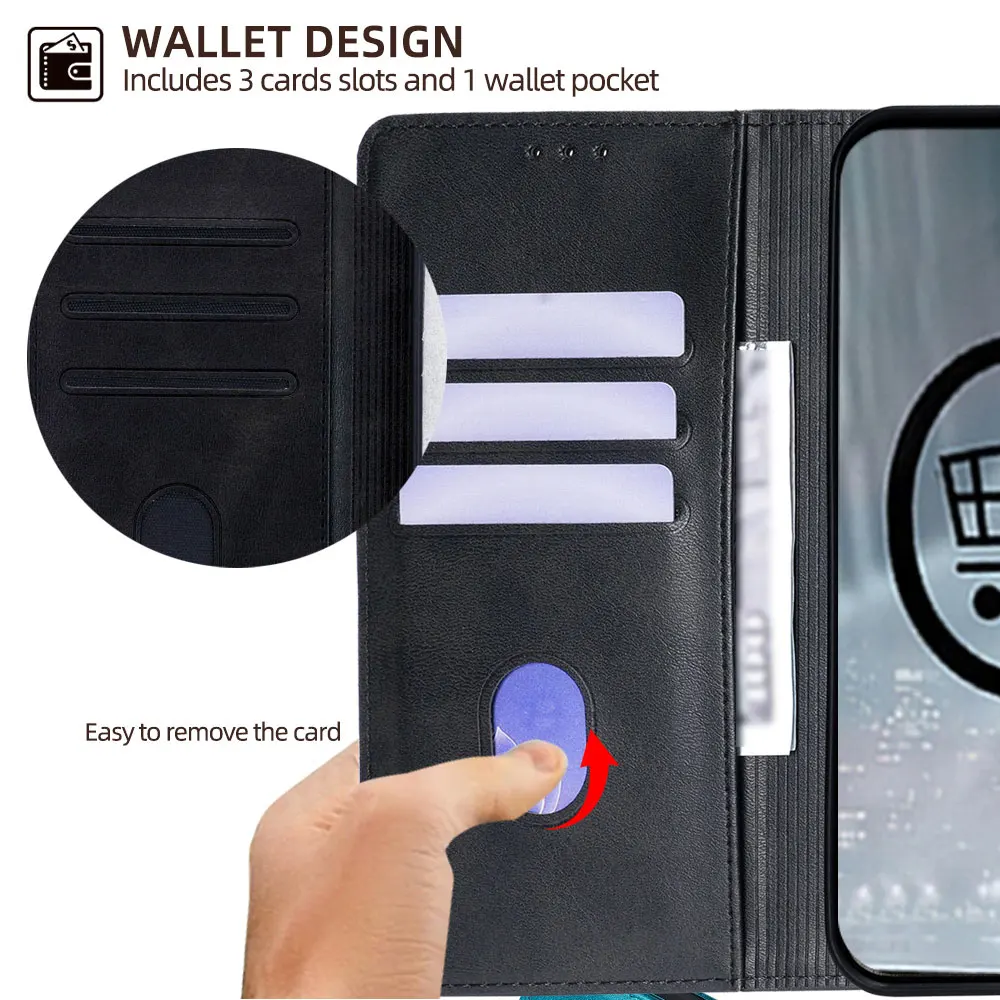 Luxury Flip Leather Wallet Case with Card Slots and Magnetic Closure