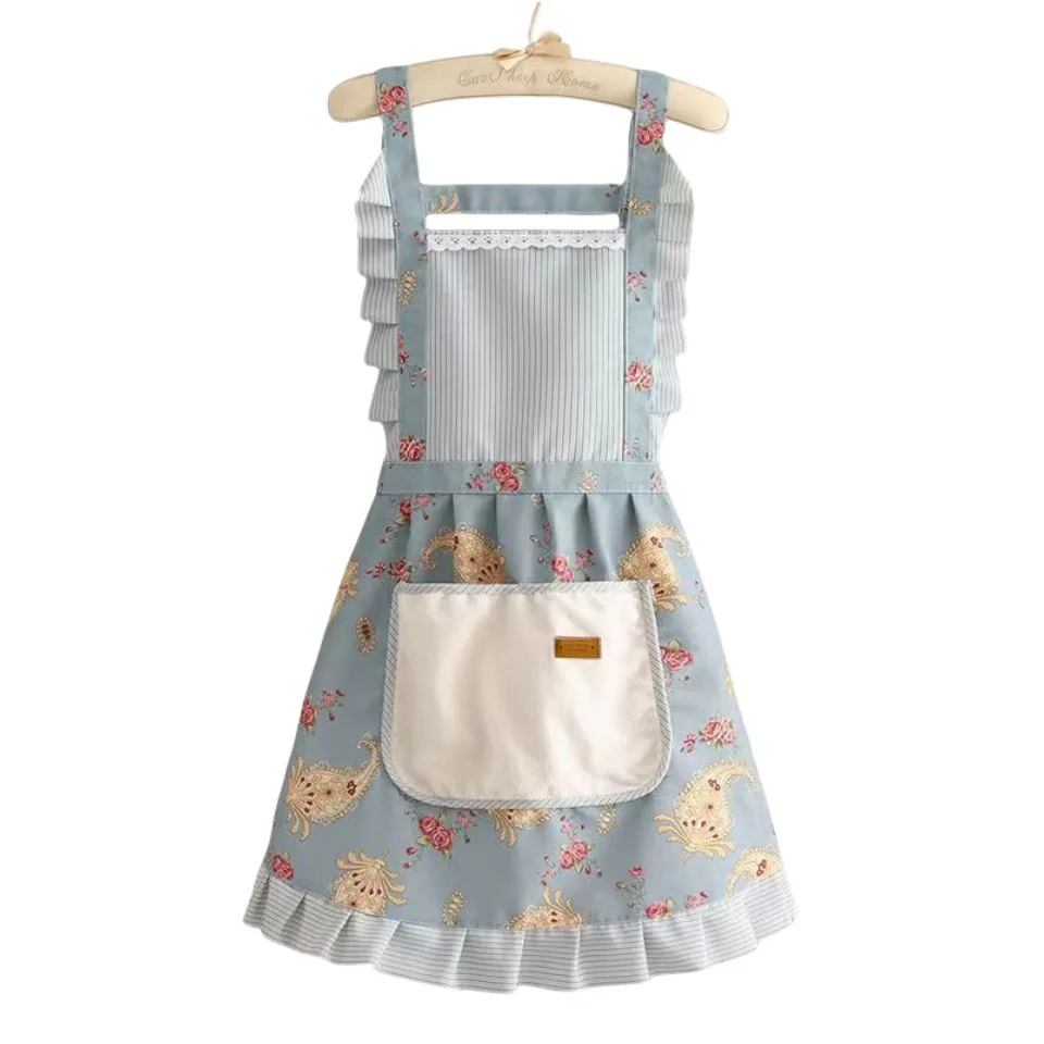 Summer Home Kitchen Hand-wiping Apron Princess Style Anti-fouling Wear-resistant Apron Small Fresh Work Clothes