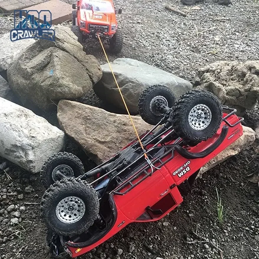 HooCrawler 1/10 RC Crawler Kinetic Winch Strap, Escape Rope Rescue Trailer Hook for Axial SCX10 I II III TRX4 Element D90 WPL