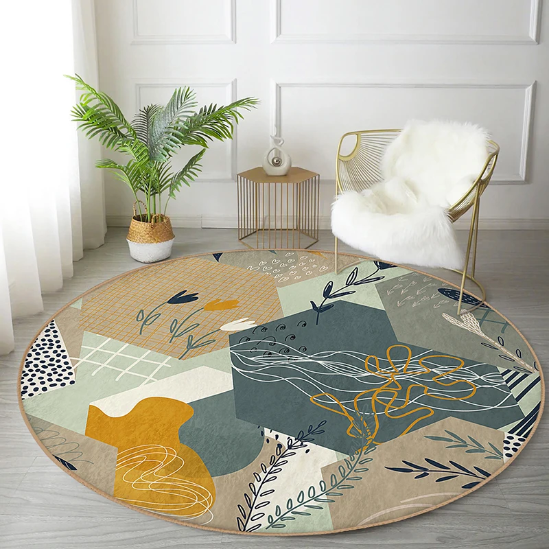 

Tropical Round Rug Leaf Floor Boho Carpet for Living Room Rugs for Bedrooms Floor Mats for Home Room Decoration Aesthetic