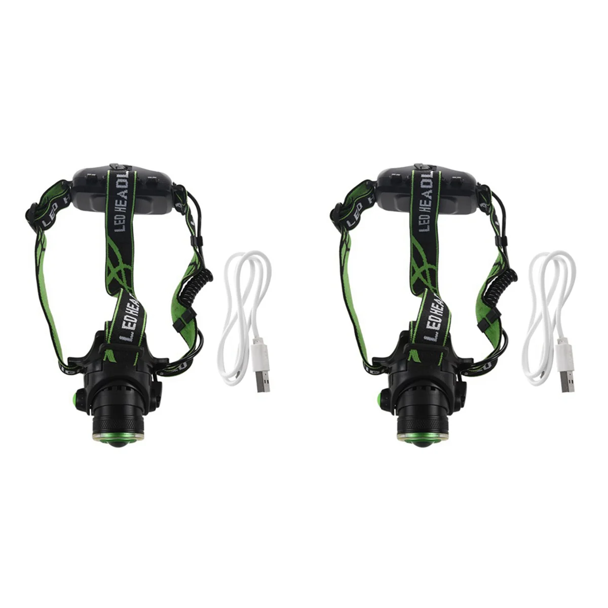 BAAU 2X LED Mechanical Dimmable Light Lamp T6 Strong Light Rechargeable Lighting Lamp Outdoor Fishing