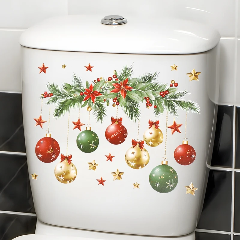 Christmas Toilet Sticker - Merry Xmas Decoration for Home 2025-2026