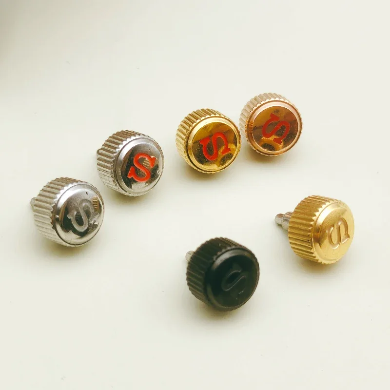 7mm Screw-in Watch Crown with Engraved 'S' - Includes Crown Tube and Stem