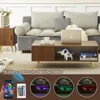 LED Coffee Tables with 16 Colors LED Lights, Modern Minimalist Coffee Table with Fluted Panel, Rectangle Center Table Game Table 3