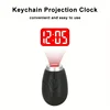 1pc Mini Portable Projection Clock Keychain with LED Digital Display Oval Plastic Alarm Clock 2