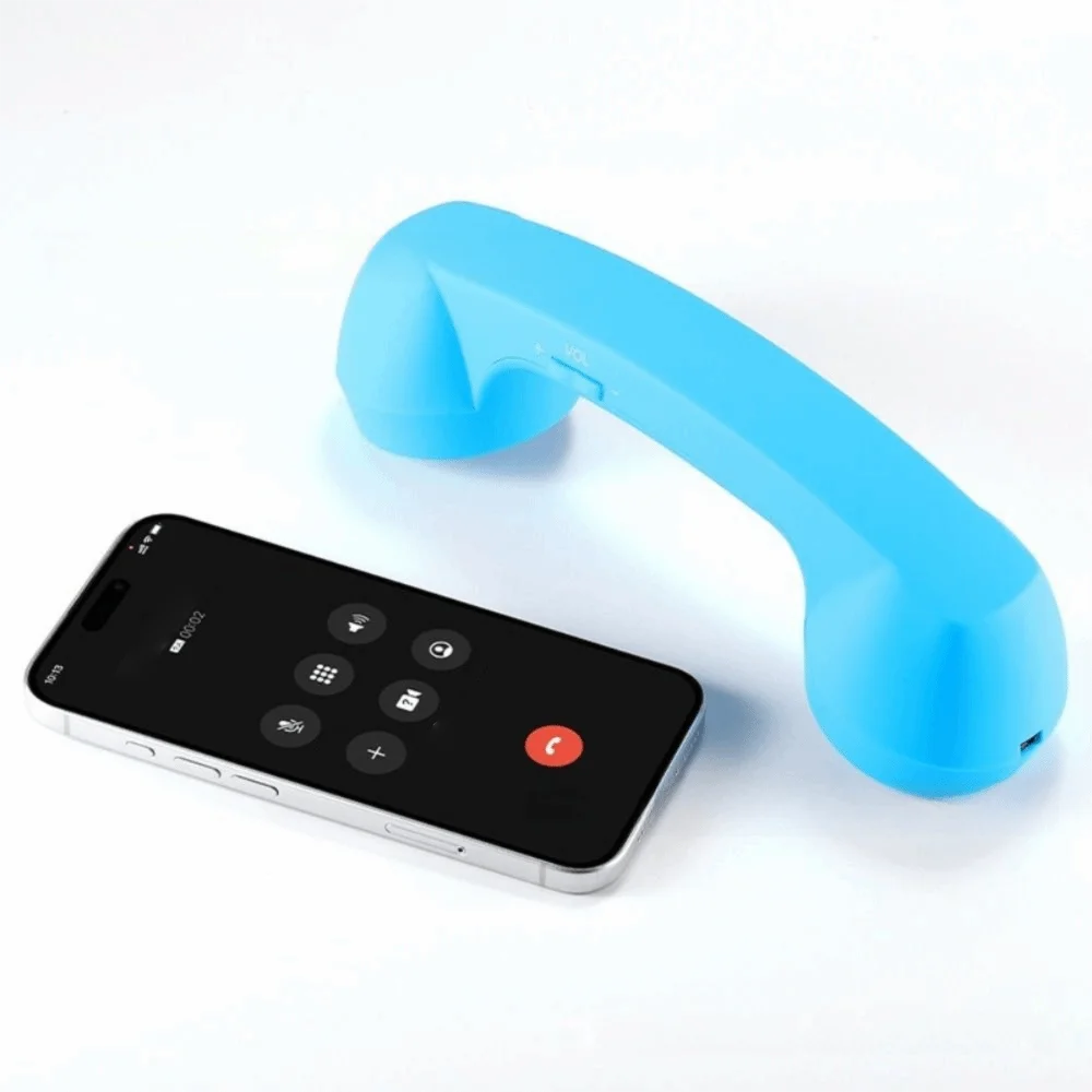 Wireless Handheld Microphone Phone Handset in Black - Telephone-Style Cell Receiver