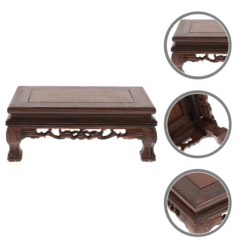 

Square Carving Display Stand Multi-use Display Stand Wooden Showcase Pedestal Household Craft Statue Pedestal Plant Stand