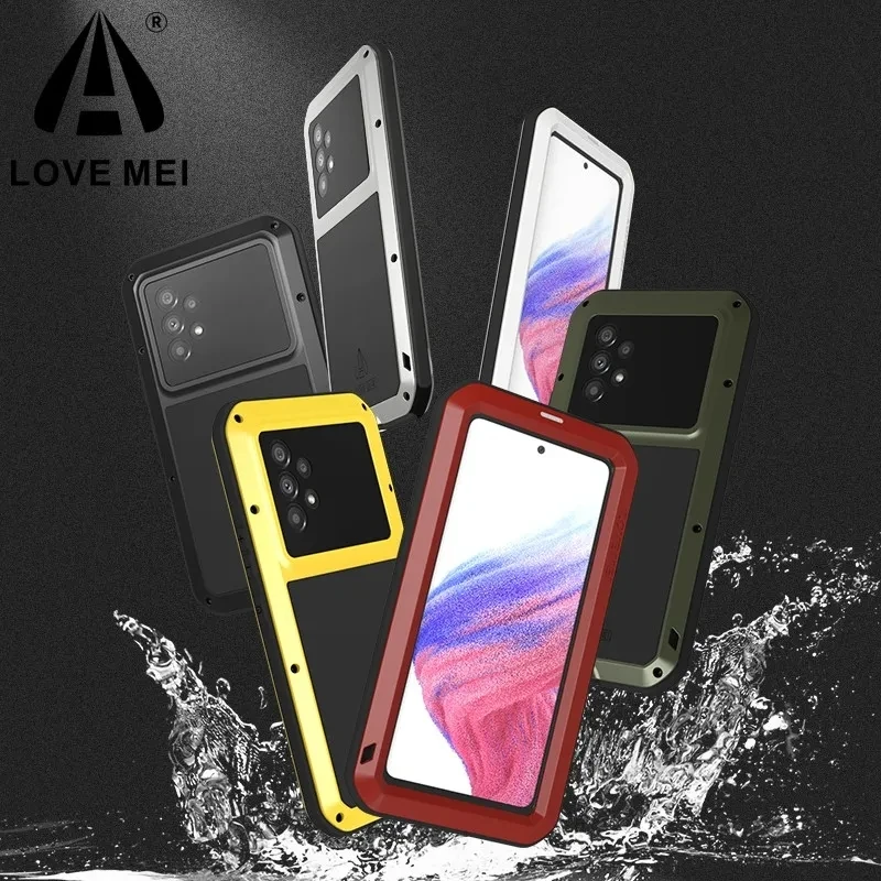 2024 Love Mei Phone Case Silicone Shockproof and Dustproof Military Grade Metal Protective Cover for Samsung A50 5G A52 A53 A54