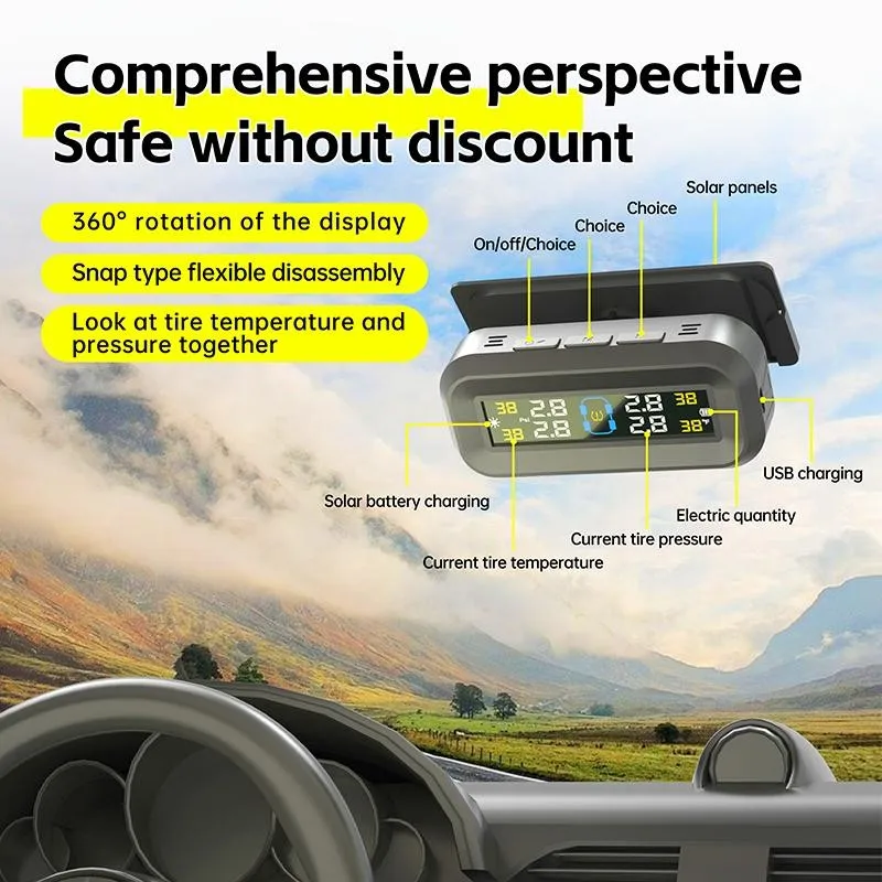 TPMS Tire Pressure Monitoring Solar Waterproof