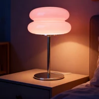 Table Lamp for Bedroom,Mid Century Modern Lamp for Nightstand, Dimmable Retro Egg Tart Bedside Small Lamps,Unique Home Mushroom
