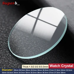 Premium Transparent Watch Crystal - Flat Glass, Various Thickness Options (1.5mm - 3mm), Diameter 28 - 38mm, Single Piece Accessory - Thick 3.0mm (Diameter 34.5mm)