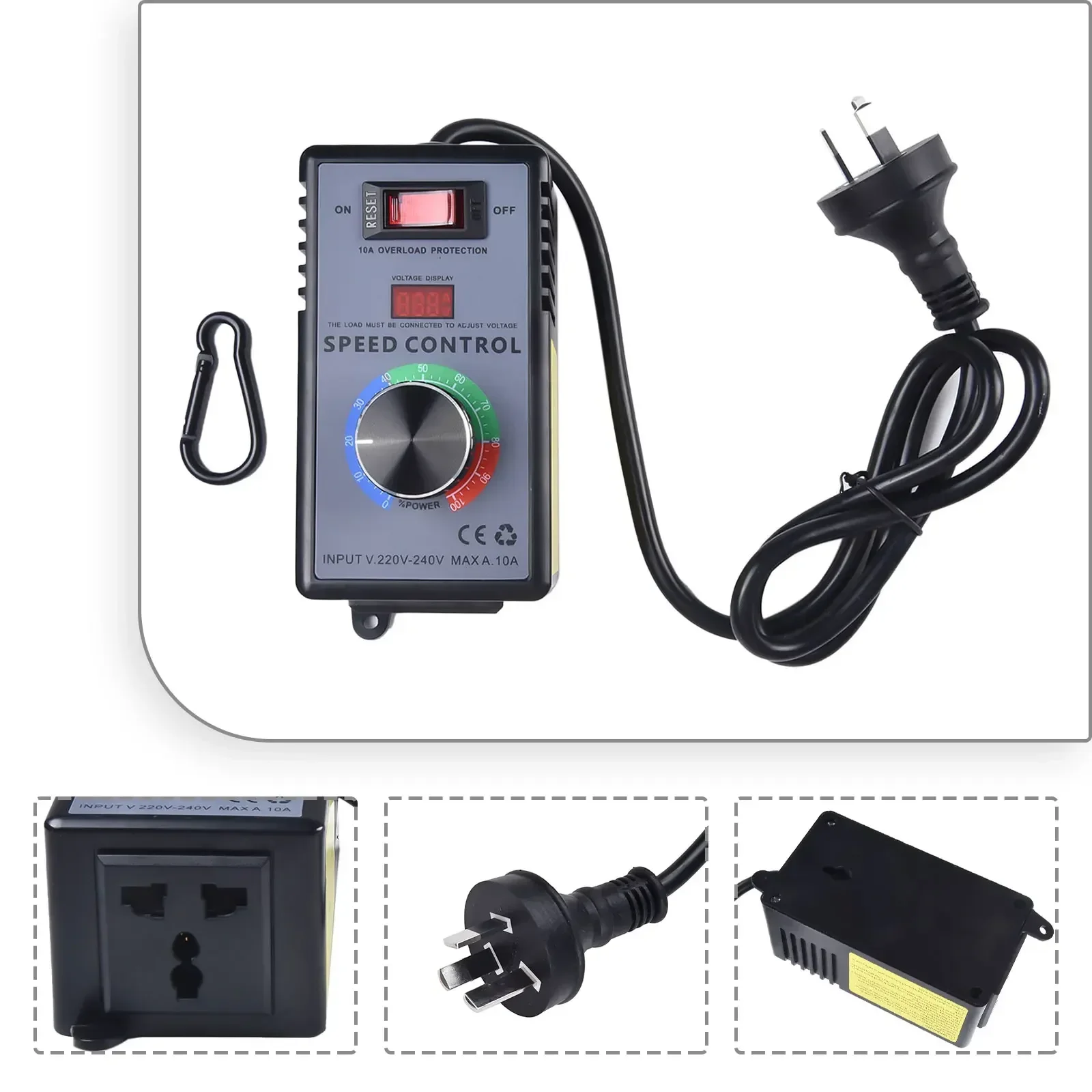 AC Motor Speed Controller Angle Grinder Governor Speed Controller Switch Hand Drill Polishing Fan Stepless LED Display 110V 220V