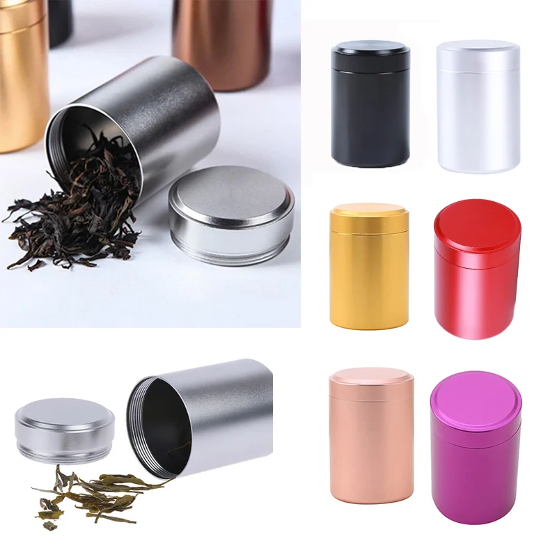 Airtight Smell Proof Container Aluminum Herb Solid Color Stash Jar Tea Coffee Storage Box Tea Box
