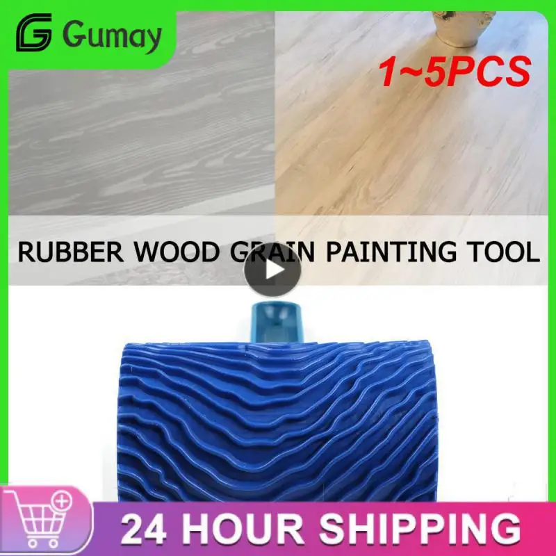 

1~5PCS Blue Rubber Wood Grain Paint Roller Graining Painting Tool Rollers For Wall Decoration Hand Tools Home Decor Painting