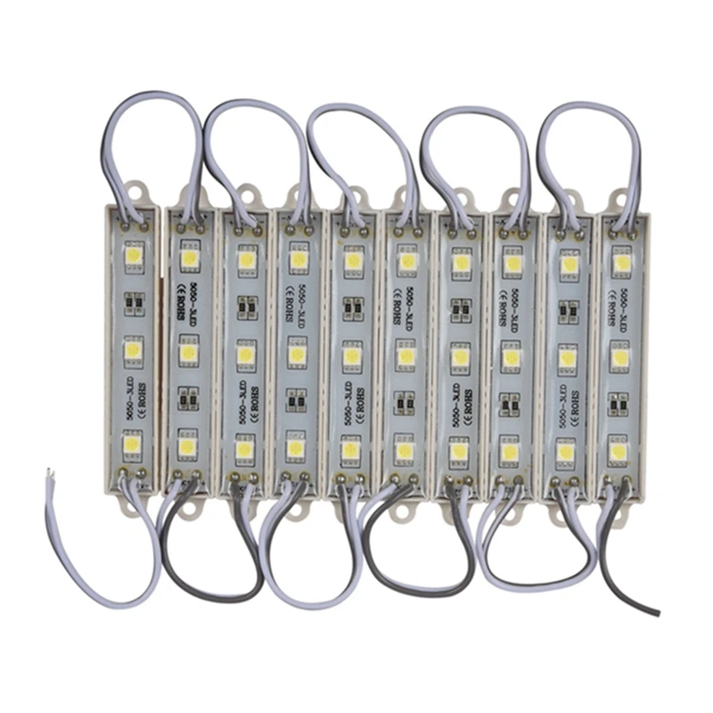 

100 шт. 5050 SMD 3 фотолампа, фотолампа, водонепроницаемая строка, 12 В постоянного тока, холодный белый свет