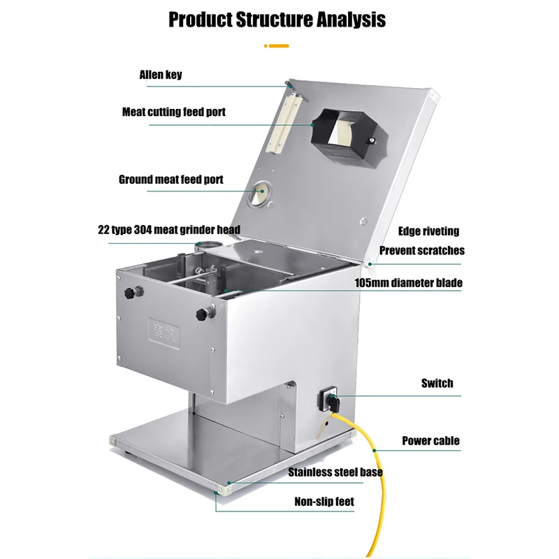 Electric Meat Slicer Mutton Roll Grinder Food Mincer Knife Beef Lamb Cutting Machine Slicing Vegetable Bread Cutter 3