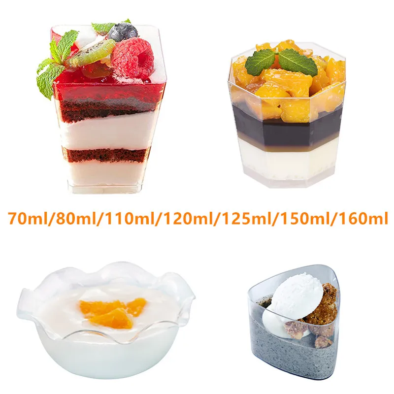 Clear Plastic Dessert Cups with Lids Small Disposable Parfait Cup Party  Fruit Containers Banana Pudding Ice Cream Container - AliExpress